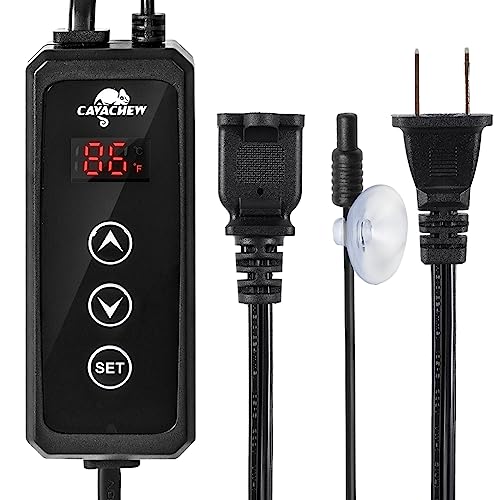 Dimming Thermostat Reptile, Thermostat for Reptile Heat Lamp Mats Bulbs, PID Temperature Controller for Reptile Amphibian Habistat, Memory Function, LED Digital Screen, Sensitive Probe, 300W