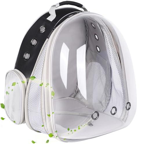 Front Expandable Large Cat Backpack Carrier, Fit up to 20 lbs, Space Capsule Bubble Window Pet Carrier Backpack for Large Fat Cat and Small Puppy - color: Black, size: Gen 1 - Clear Bubble