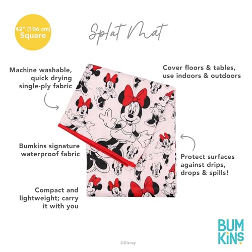 Bumkins Disney Baby Splat Mat for Under High Chair, Babies Toddlers Eating Mess Mat, Waterproof Reusable Cloth for Arts and Crafts, Play Mat for Kids, Floor or Table, Fabric 42inx42in, Minnie Mouse - color: C4 Minnie Mouse