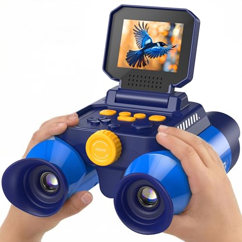 Binoculars for Kids with Night Vision, 2.4" HD Screen & 10X Zoom for Photo and Video - Outdoor Adventure Binoculars Bird Watching, Camping, Hiking, Gifts for Kids Ages 4+ (Blue) - color: Blue