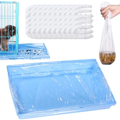 10pcs Disposable Rabbit Cage Liner, Plastic Clear Large Size 28x20in Cage Liners Bag for Rabbits, Universal Elastic Toilet Film Covers for Bunny Hamster Totoro Hedgehog Bird (10pcs)
