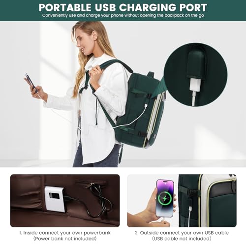 LOVEVOOK Travel Backpack for Women, 40L Carry On Backpack with 3 Packing Cubes,TSA Personal Item Travel Bag Airline Approved, Water Resistant Weekender Overnight Luggage Daypack, Fits 17 Inch Laptop - color: H-green-beige-black, size: Large - 17.3 Inch -
