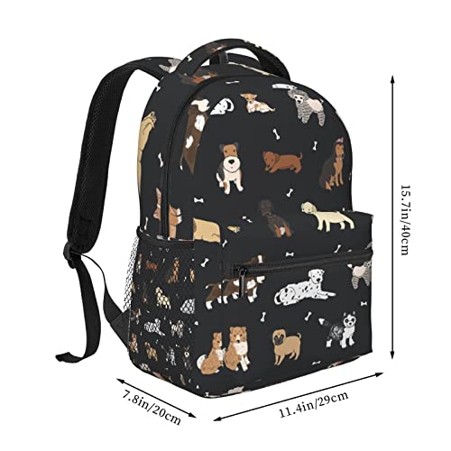 Fiokroo Puppy Dogs Cute Animals Backpack School Bag For Students Teens Men Women Laptop Backpacks Travel Daypack With Multiple Pockets Cute Dogs（black） - color: Cute Dogs（black）