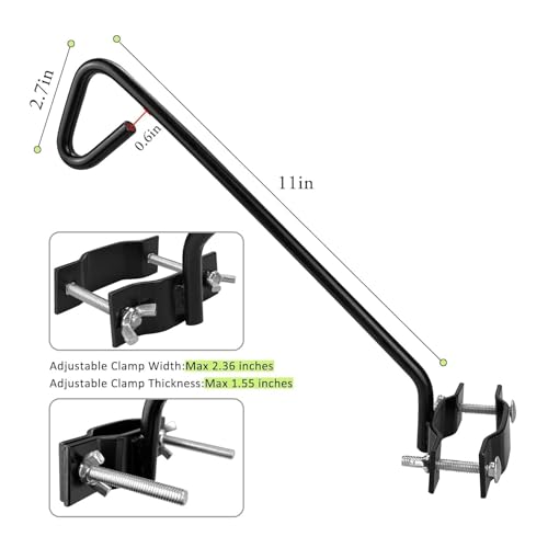 11 Inch Long Fence Deck Hook Rail Hanging Mounting Kit Heavy Duty Bird Feeder Hook Decorative Hanger for Bird Feeders Planters Suet Baskets Lanterns on Balcony Porch Railing Fence - size: 11in Long Fence Hook-1 Pack