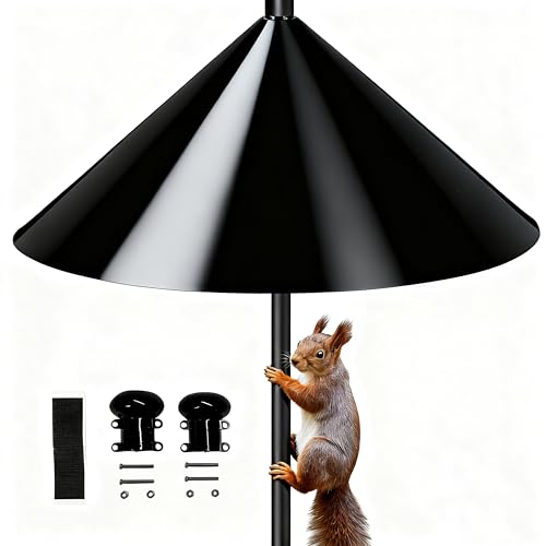 Squirrel Baffle for Bird Feeder Pole - 19 Inch for Shepherd’s Hook, Squirrel Proof Cone (1 Pack, Black) - color: Black