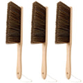 Hand Broom, 3 Pcs Dust Brush Set, 5 Rows Wider Horsehair Brush with Reinforced Fiber and Beech Wood Handle, Soft and Flexible for Furniture, Sofa, Bed, Clothes, Carpet, Counter, Bench