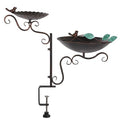 Jemeni Deck Mounted Bird Bath and Feeder Combo, 2 in 1 Bird Feeder with Baths for Outdoor with Clamp Mount Balcony Railing Attracting Birds | Deck Mounted Bird Feeder with Clamp Mount Balcony Railing Attracting Birds