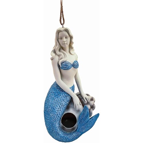 Spoontiques - Birdhouse - Garden Décor - Decorative Bird House for Yard and Garden Decoration - Hanging Novelty for Outdoor Patio - Mermaid Birdhouse, Blue - color: Mermaid