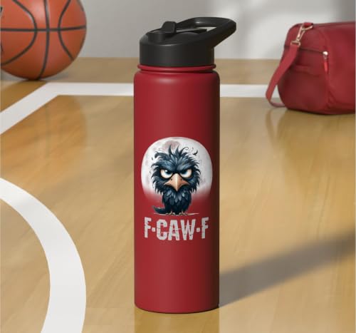F-Caw-F Black Crow Black Bird Funny Crow F-Caw-F Stainless Steel Insulated Water Bottle - color: Red