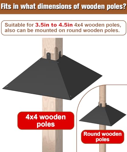 Queension 17 Inch Metal Squirrel Baffle for 4x4 Post and Wooden Pole, 1pcs | Squirrel Proof Baffles for Bird Feeder Poles, Outdoor Guard for Wooden Pole to Deter Raccoons from Bird Houses - size: 1 pcs