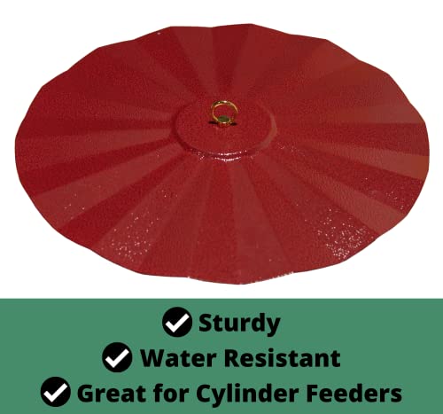 Metal Rain/Weather Guard - Perfect for Outdoor Bird Feeders, Seed Cylinders, Hummingbird Feeders, Cylinder Feeders and More Against Water, Sun, and Overhead Messes Rust Proof, - color: Red, size: 16 Inches
