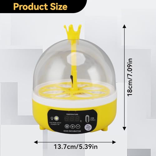 Mini Egg Incubator, 4 Egg Incubator Household Hatching Machine Automatic Temperature Humidity Control for Farm, Classroom, Home Use (Auto Turning) - style: Auto Turning