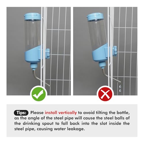 Vannon Top Fill Small Animal Water Dispenser for Cage, 23oz Auto Feeding Crate Water Bottle for Rabbit, Chinchilla, Ferret, Guinea Pig, Squirrel, Hedgehog, Pet Nozzle Diameter: 10mm, BPA Free, Blue