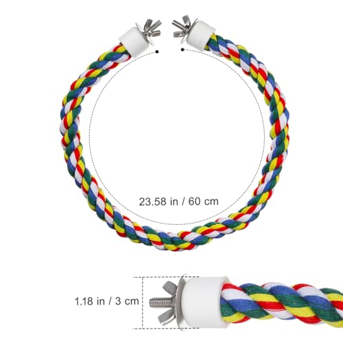 Hemobllo Parrot Cotton Rope Perch 23.62 Inch Bird Rope for Cages Climbing and Chewing Toy Standing Station for Parakeets Balance Training Exercise and Boredom Relief - size: 60cm