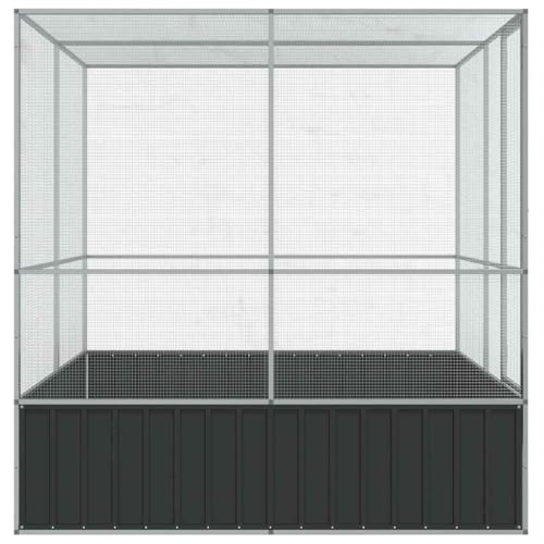 Large Bird Aviary Outdoor Chicken Coop 83" x 81" x 83" Galvanized Steel Parrot Cage with Lockable Door and Mesh Grid Walk-in Poultry Pen for Ducks Rabbits Anthracite and Silver - color: Silver