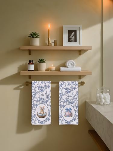 Blue and White Chinoiserie Easter Egg Bunny Kitchen Towels Set of 2 - Farmhouse Spring Easter Rabbit Hand Towels for Kids Girls Bathroom, Vintage Blue Floral Dish Tea Towel Dishcloth616 - color: Hcolor004