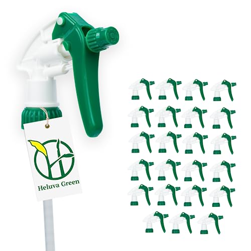 Heluva Green Spray Bottle Nozzle Replacement Tops, Green 24 Pack | Heavy-duty trigger sprayer tops for commercial and home cleaning. Fits 8/16/24/32 oz plastic & glass bottles. - color: Green, size: 24 Pack