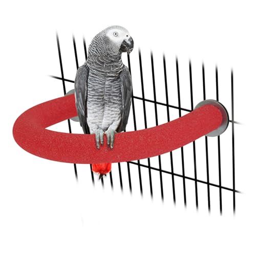 Rypet U-Shaped Large Parrot Perch, Quartz Bird Perch for Cage(Red L) | Safe Chew & Rest Perch for Large Birds, Durable Non-Toxic Cage Accessory, for Parakeets Cockatiels Conures Macaws - color: Red, size: Large