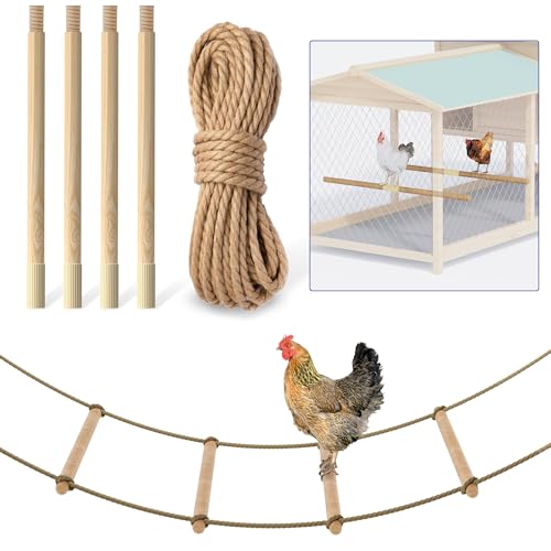 Chicken Roosting Perch Chicken Ladder Chicken Swing for Coop, Adjustable Length Chicken Roosting Bars for Poultry and Chickens, Chicken Run Toys Accessories, Easy to Install & Clean