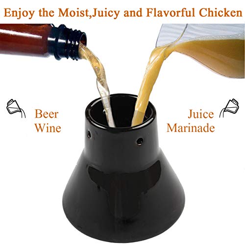 Ceramic Chicken Roaster Rack, Beer Can Chicken Stand Vertical Poultry Chicken Cooking BBQ Accessories, Non-Stick Ceramic Steamer Beer Can Turkey Roaster Barbecue Cooker - color: Small