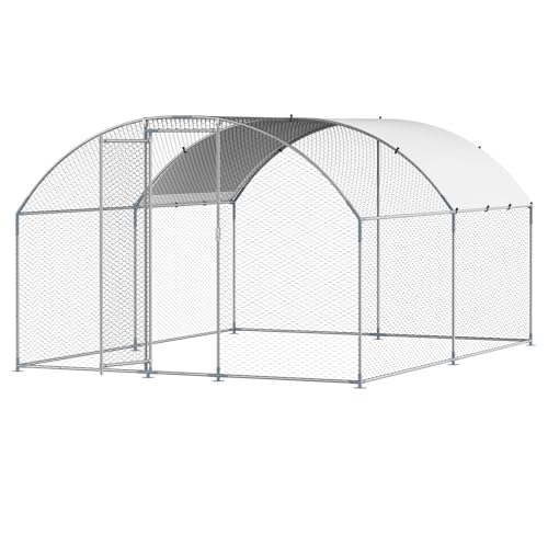 VEVOR Large Metal Chicken Coop with Run, 13.1 x 9.8 x 6.5 ft Walkin Chicken Coop for Yard with Waterproof Cover, Dome Roof Large Poultry Cage for Hen House, Duck Coop and Rabbit Run - size: 157.5"L x 118.1"W x 78.7"H