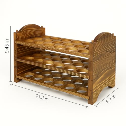 Egg Holder for Countertop, 3-Tier Wooden Rack, Holds 54 Fresh Eggs | Pulchrum rustic farmhouse pine organizer & display stand, stackable for kitchen counter or pantry, hard-boiled use, gift - color: 54 Eggs - 3 Tier Square