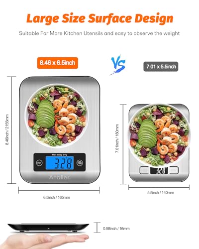 Smart Food Scales, 1g Resolution Max 5kg 11Ibs, Stainless Steel | Digital Kitchen Scale with Nutritional Calculator, Smartphone App, 26 Nutrients Tracking, for Cooking, Baking, Meal Prep - color: Grey