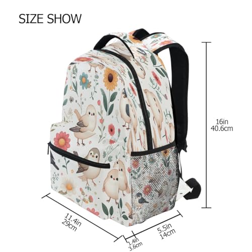 senya Cute Birds and Flowers B Backpack School Bag Travel Daypack for Boys Girls - color: Multicolor 10