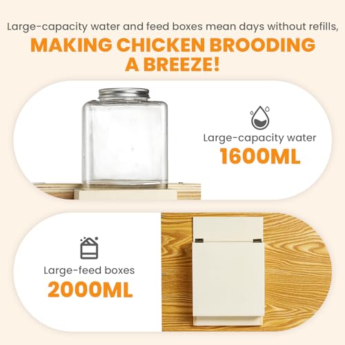 Brooder for Chicks, 32" Chicken Brooder with Feeder & Waterer | Upgrade Sliding Door Design, Super Easy to Clean Up to 30 Chicks 32" L x 16" W x 16" H