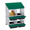 4 Hole Chicken Nesting Boxes, Weatherproof Galvanized Steel Chicken Egg Laying Box with Automatic Rollout Egg Collection, 2-in-1 Handle Perch, Easy Clean & Quick Assemble for Chicken Coop - color: Green, size: 4 holes 2 layers