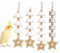 4 Pack Hanging Bird Chew Toys for Small Birds Cuttlebone and Pumice Cage Toys with Rattan Star and Wood Beads for Cockatiel Budgie Parakeet Conure Lovebird - size: 4 Pack