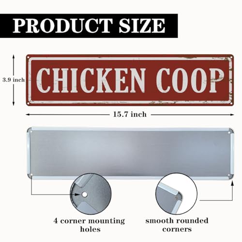 Rustic Farmhouse Style Chicken Coop Sign, Metal Outdoor Chicken House Signs, Retro Metal Tin Sign, Wall Decor Art, Farmhouse Decor, Backyard Hen House Gift 15.8x4 Inch - color: Farmhouse 12