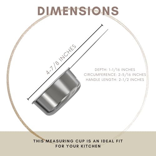 1/4 Cup Stainless Steel Measuring Cup | Sturdy Metal 60 ml | 60 cc | 2 oz | Single Cup for Wet and Dry Ingredients | Great for use as 1/4 Cup Dog Food Scoop - 1 PK - size: 1/4 Cup
