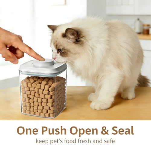 2 Pack Airtight Dog Food Storage Containers, 2.8 QT Each, One-Touch Pop Lids, BPA-Free | Clear Stackable Canisters for Pet Food & Cat Treats - color: 2.8 Qt x 2
