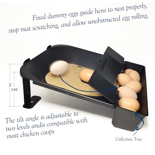 Roll Away Chicken Nesting Box,Lockable Fake Egg & Jute Pad – 2-Height Adjustable Slope – Fits Inside 14"+ Coops – Small to Medium Breeds(3PC)