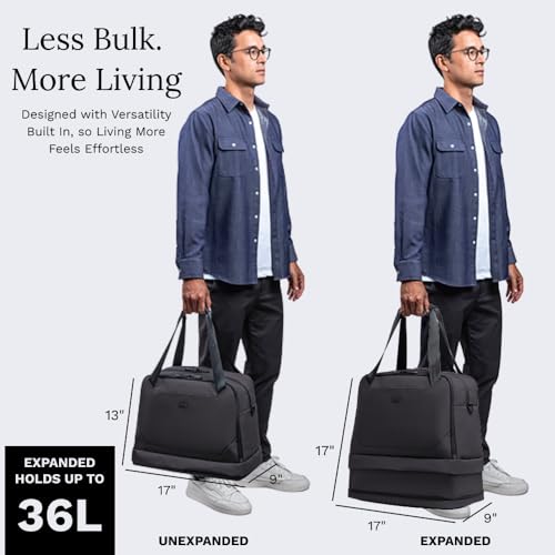 Knack Expandable Metro Duffel Midnight Black | Expands from 26L to 36L to organize whatever your day requires. - color: Midnight Black, style: Metro Duffel