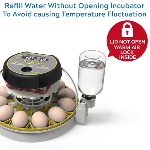 KEBONNIXS 12 Egg Incubator with Humidity Display, Egg Candler, Automatic Egg Turner, for Hatching Chickens