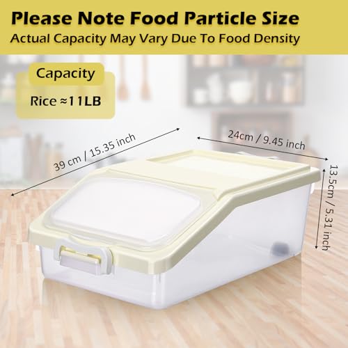 3 Pcs Rice Storage Container 11 lb Airtight Flour Container with Wheels Measuring Cup Clear Pet Food Dog Cat Birds Food Bin Grain Cereal Organizer Box for Dry Baking Supplies(Milky White) - color: Milky White