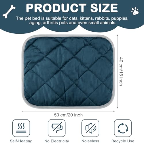 4 Pack Self Heating Cat Pad Self Warming Dog Mat Reflects Body Heat Extra Warm Thermal Pet Pad Washable Dog Cat Bed Crate Bed Mat Blanket (Dark Blue,16 x 20 Inch) - color: Dark Blue, size: 16 x 20 Inch
