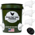 Poultry Pro DIY Chicken Feeder Kit, Weatherproof, 3 Ports & Hole Saw | As Seen on Shark Tank, Gravity Fed Chicken Feeder, for Buckets, Barrels, Bins & Troughs, Poultry Feed (Bucket Not Included) - style: Original Feeder 3 Pack