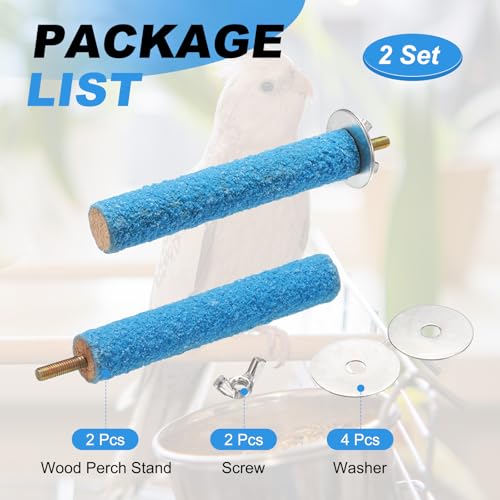 Bird Perch Stand, Colorful Paw Grinding Stick, Wood Rough-surfaced Perch Parrot Stand 10 x 1.8 Cm, (Blue, 2 Pcs), Intended for Home/Animal Parks/Pet Stores - color: Blue, size: 10 x 1.8 cm / 3.94 x 0.71 inch