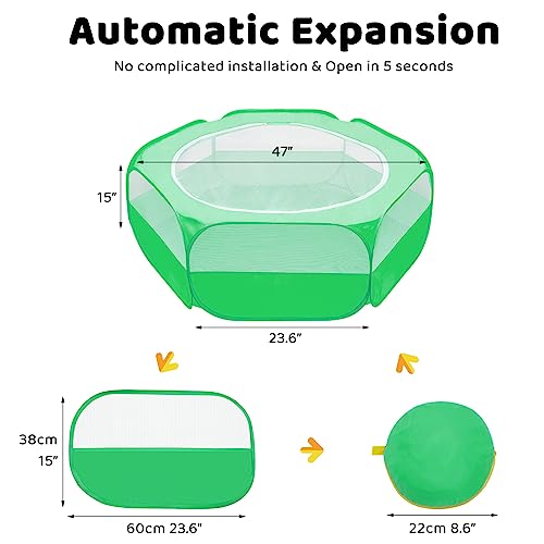 Amakunft Small Animal Pop-Up Playpen with Mesh Cover, 47'' x 23.6'' x 15'' Chicken Brooder Box, Play Pen Indoor Outdoor for Guinea Pigs, Bunny, Rabbits, Kittens - color: Green