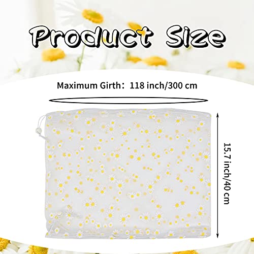 Daoeny Large Bird Cage Cover, Bird Cage Seed Catcher, Adjustable Soft Nylon Mesh Net with Daisy Pattern, Birdcage Cover Skirt Seed Guard for Parrot Parakeet Macaw Round Square Cages (White) - color: White, Daisy Design