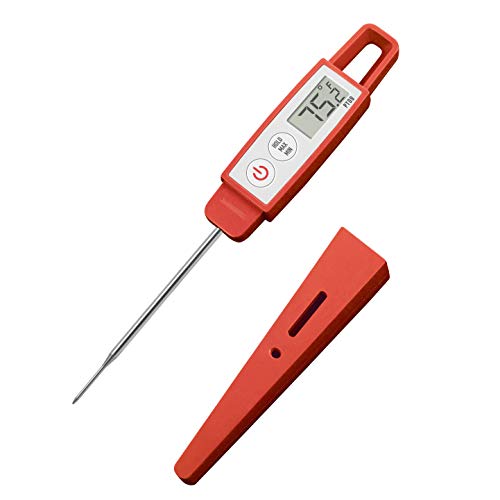 Lavatools PT09C Super-Quick Commercial Grade Digital Thermometer for Cooking, Meat, Candy, Candle, Liquid, Oil, 3" Compact Probe, Splash Proof, °C/°F Toggle, Hold Function - Sambal - color: Sambal, size: Compact