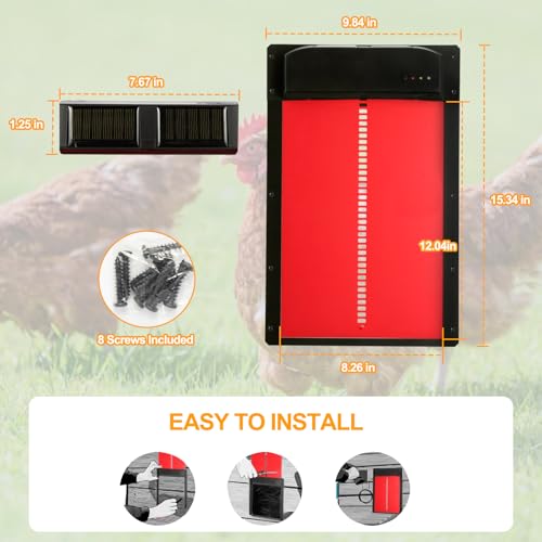 Solar Powered & USB Rechargeable Automatic Chicken Coop Door with Dual Remotes, Weatherproof Aluminum Alloy Design, 10M Reliable Range – Ideal for Poultry Keepers, Homesteaders