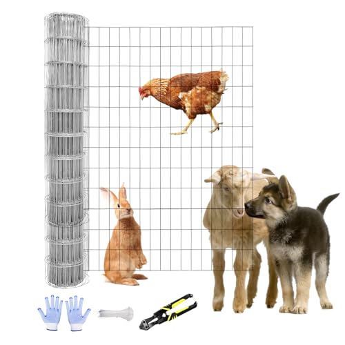 Tongmo 3 ft x 100 ft Galvanized Welded Wire Fence, 16GA Garden Chicken Wire Fence Roll, Mesh Size 2" x 4"Hardware Cloth, Ideal for Yard Protection and Poultry Netting - color: Galvanized, size: 3ft*100ft