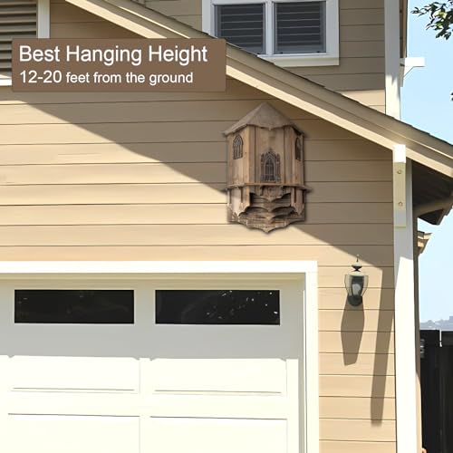 VIREESR Large Bat House for Outdoors,4-Chamber Castle Bat Box,200-Capacity | Cedar Wooden Bat House, Bat Boxes for Outside for Tree, 4 Chamber Design to Attract Bats, Weather-Resistant, Brown - size: XL Brown