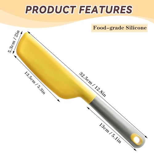 Silicone Omelette Spatula Turner, Flip Fold Omelet Turner, 13Inch | Flexible Egg Flip Tool for Non-stick Pans, Heat Resistant omelette flipper for Kitchen Omelet Pancake Crepes - color: Yellow-Narrow