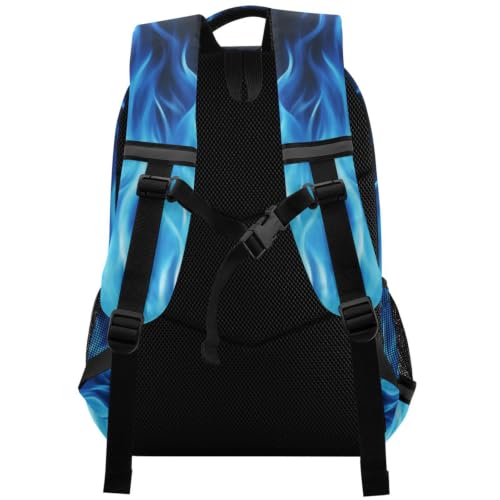 Kids Blue Flame Backpack for Boys Girls School Bags | Elementary Middle, Travel Daypack Lightweight Waterproof with Reflective Strip - color: Blue Flame