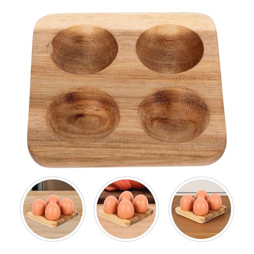 Wooden Egg Tray, Rustic 4 Egg Holder Chicken Eggs Display Tray Suqare for Refrigerator Kitchen Display or Storage